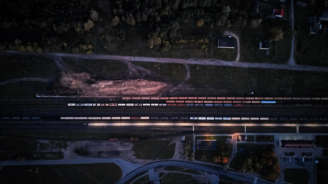 train station at night top view
