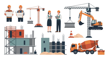 Construction workers and heavy machinery equipment 4. © Cimot