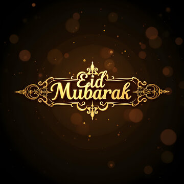 Golden text on black background with bokeh effect.