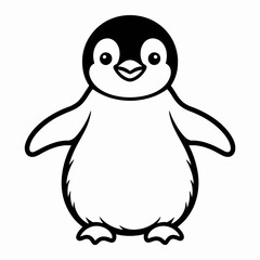 Obraz premium A cheerful cartoon penguin standing upright with a friendly expression and small feet isolated on white background, Vector, illustration