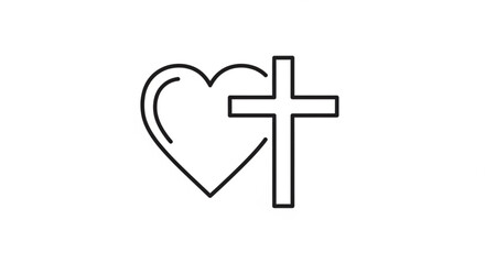 Obraz premium Heart with cross symbol love and faith icon religious heart sign christian love concept