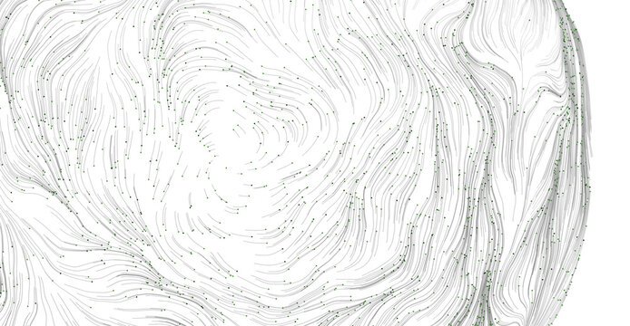 Abstract design of flowing lines and points, representing data flow, movement, and complex systems. Ideal for design, da