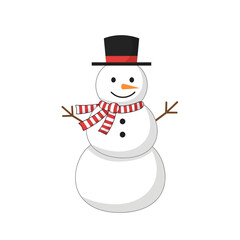 Cheerful Snowman with Top Hat and Striped Scarf - Winter Holiday Character