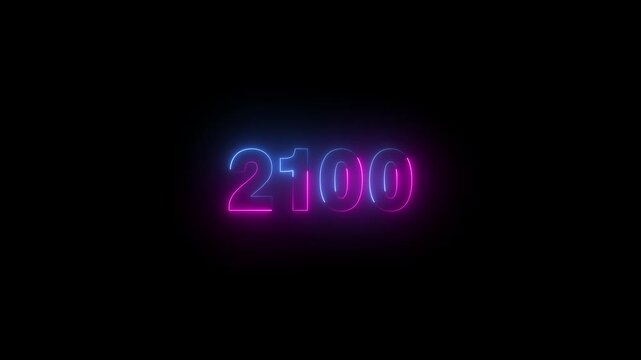 3D high quality 4K footage 2100 countdown animation with black background..