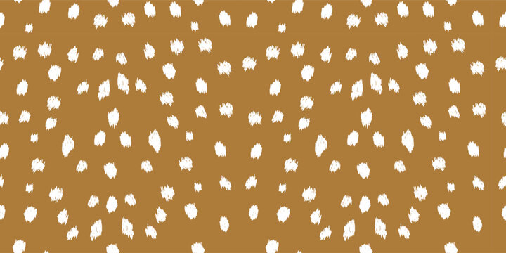 Modern Fawn Print Seamless Vector Pattern Featuring Dense Bambi Style Deer Spots on Warm Brown Background, Trendy Animal Texture for Fabric and Decor