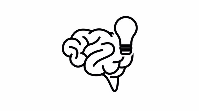 Brainstorming Icon, Minimalist Outline, Seamless Loop Animation, 4K Transparent Background