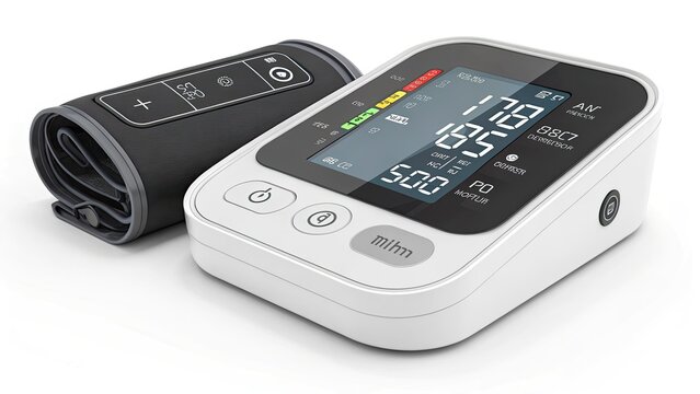 Advanced digital blood pressure monitor isolated on a clean white background