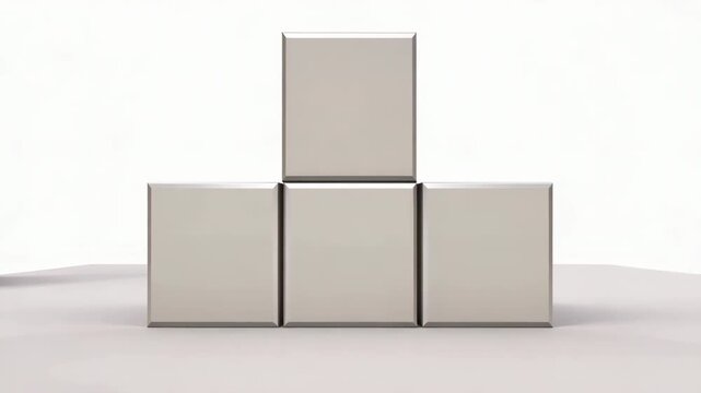 Clean minimalist presentation three rectangular boxes on light background template mockup concept design