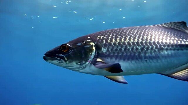 Captivating tarpon underwater gliding through clear blue ocean waters majestic marine life exploration