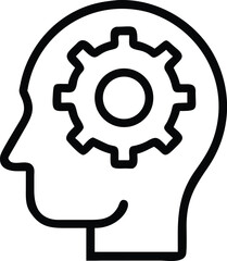 Design Thinking line editable icon  in modern outline style human head with gear