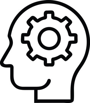 Design Thinking line editable icon  in modern outline style human head with gear