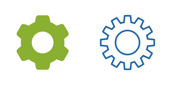 Two colorful gears with transparent background isolated on transparent background