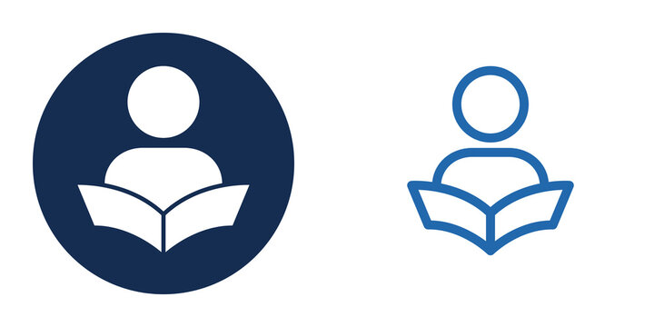 Two person reading books icon set isolated on transparent background