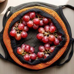 Fresh Red Grapes in Colander &ndash; Organic Fruit and Healthy Eating Concept