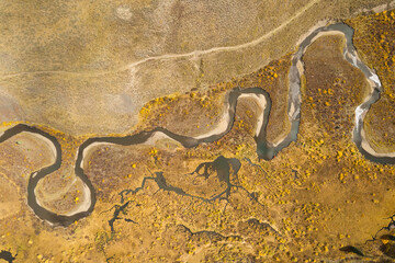 Golden Autumn Wetlands Aerial