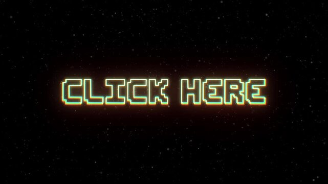 Click Here Neon text with retro style