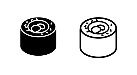 Stylized sushi maki roll icons, black and white for clean and modern food illustrations. © MdDelowar