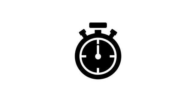 Stopwatch timer clock countdown time measurement black icon isolated minimal simple flat vector symbol tool equipment sports competition race deadline alert reminder digital analog second minute