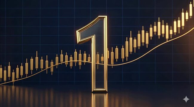 Countdown Number 5 with Rising Stock Market Background