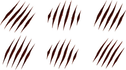 animal Claw scratches mark set. Cat tiger scratches paw shape. isolated on White background © crea8ive