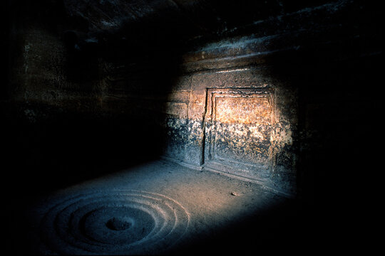 interior of the Domus de Janas S'Incantu in Putifigari, Sardinia. 
