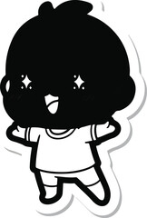 Obraz premium Cute Cartoon Character Sticker with Sparkly Eyes