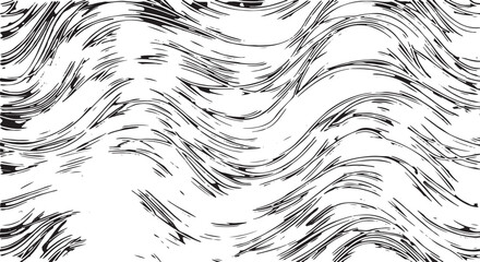 Seamless black and white wavy pattern, hand-drawn waves vector, wave background © crea8ive