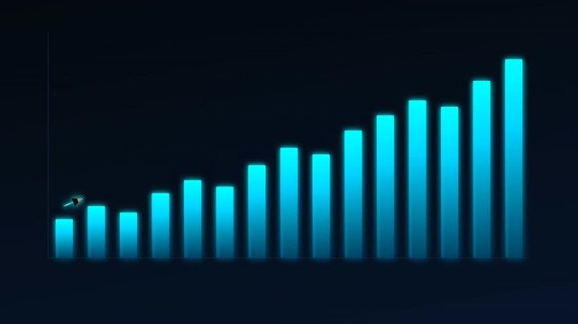 A visual representation of data growth showing ascending bars in a sleek, modern design