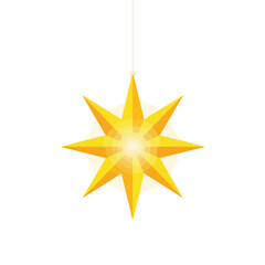 Obraz premium Glowing Yellow Star Decoration Hanging from a String