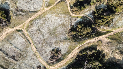 Aerial drone view of Taillees beach, near Bretignolles sur mer, Vendee, France