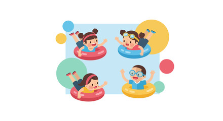 Obraz premium Joyful Kids Enjoying Summer Fun With Floats And Splashing In A Playful Environment