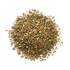 Pile of gold nuggets isolated on black background