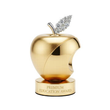 Gold apple award with diamonds on black background