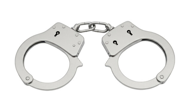 Silver handcuffs isolated on transparent background