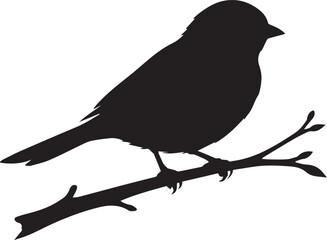 Obraz premium Simple Silhouette of a Small Bird Perched on a Tree Branch