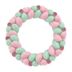 Obraz premium Pink and green abstract twisted shapes arranged in a circle