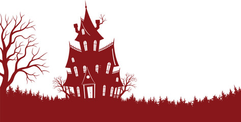 Haunted castle silhouette at dusk © Umana