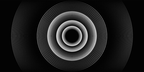 Create a bold look with a centric circle background featuring vector graphics of sound waves. © mas