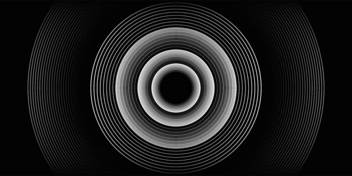 Create a bold look with a centric circle background featuring vector graphics of sound waves.