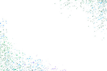 Blue Green Confetti Corner Splash on White Background Design