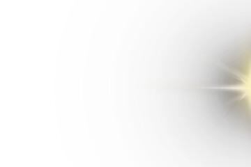 Golden Light Flare Burst on Soft Grey Gradient Transparent Background