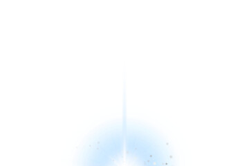 Blue Vertical Light Beam Burst with Sparkle Glow Transparent Background