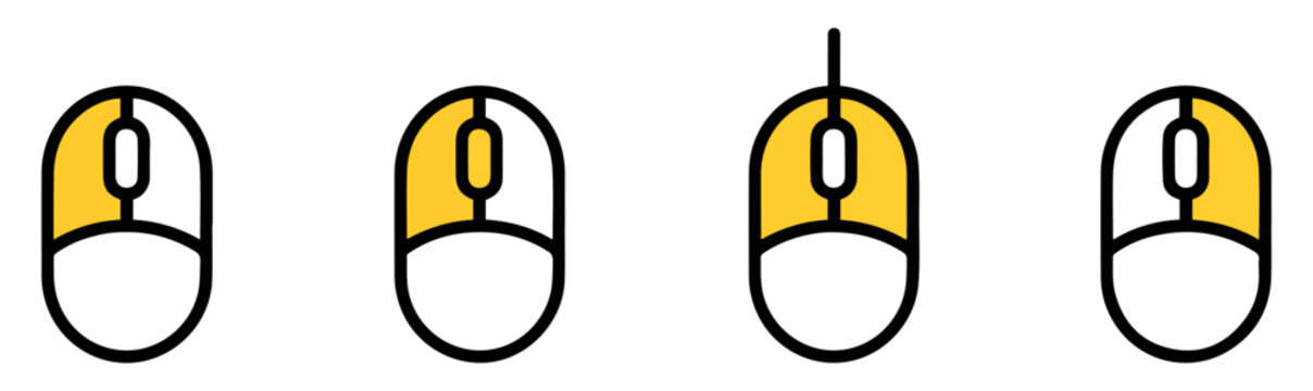 mouse click and scroll icon set