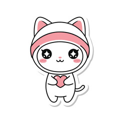 Adorable Cartoon Cat Character with Heart