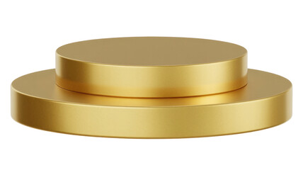 Gold two-tiered circular platform shiny isolated on a transparent background