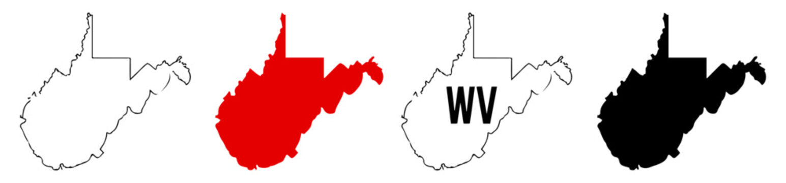 west virginia map icon set
