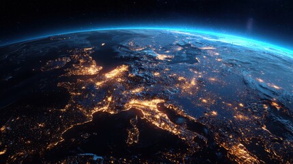 Fototapeta premium Earth from space showing city lights at night