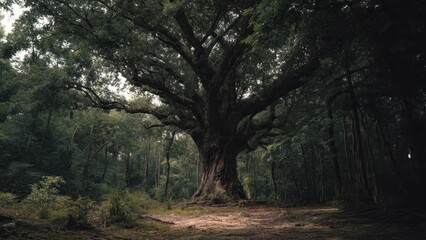 Fototapeta premium Ancient Oak Tree in Forest