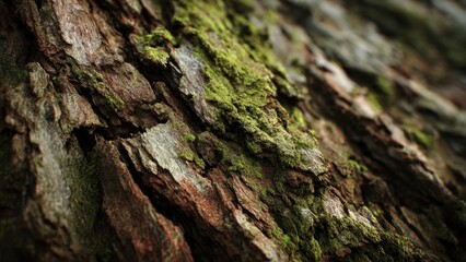 Close-up of tree bark covered with moss