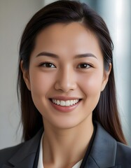 Fototapeta premium Professional Asian Business Woman Headshot with Warm Smile